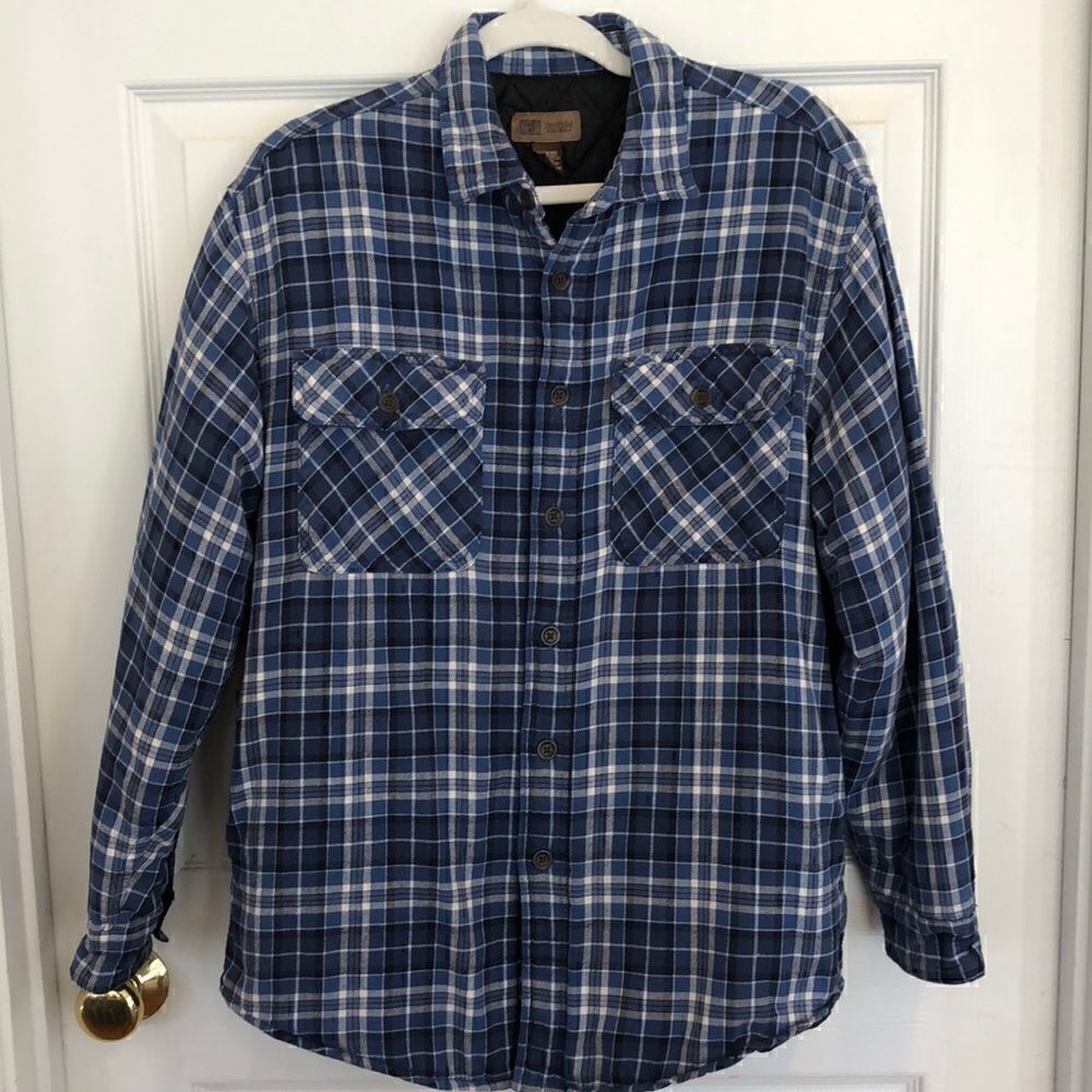 COPY - Men’s M Shacket Jacket Blue plaid quilted